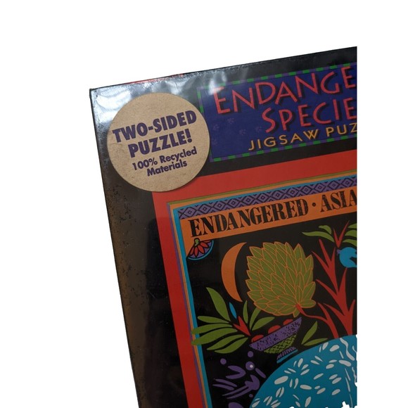 Vintage 1991 Endangered Species 2 Sided Jigsaw Puzzle Asian Elephant 500 Piece - Picture 2 of 6